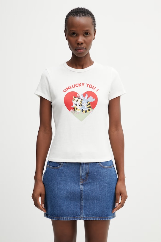 Pamučna majica Kenzo slim bež FG52TS2084SK