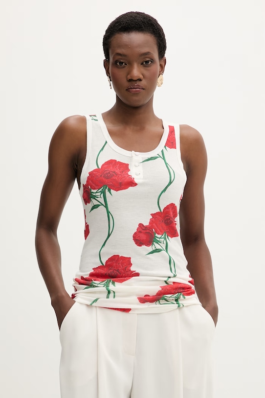 Kenzo top damskie z wiskozy beżowy FG52TO5064RD