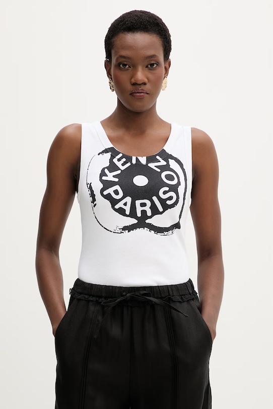 Kenzo top damski bawełniany biały FG52TO2004SJ.