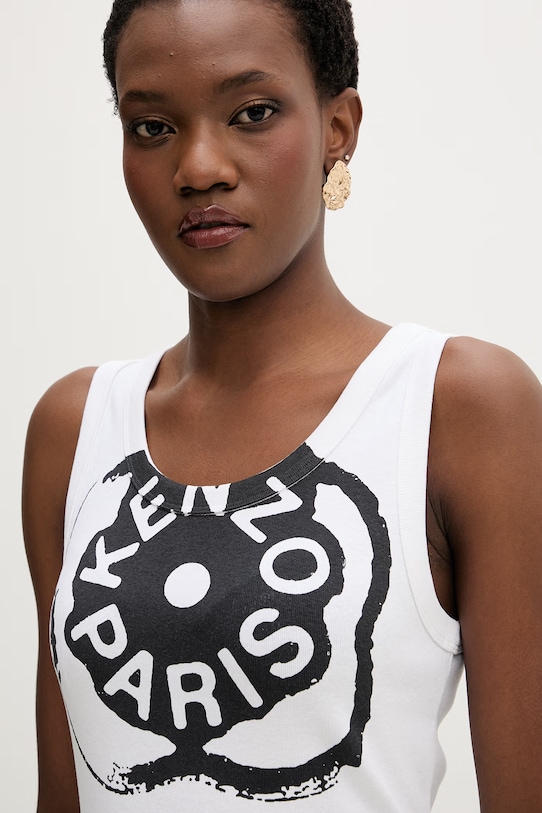 Kenzo top damski bawełniany biały FG52TO2004SJ.