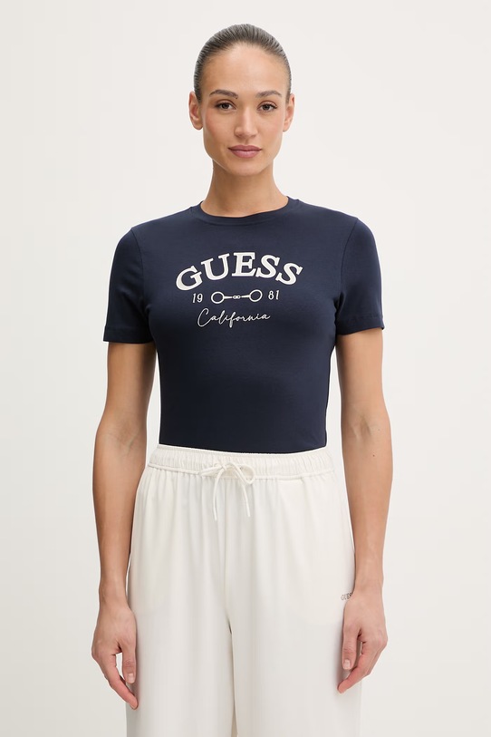 Guess t-shirt BEATRIZ z elastanem granatowy V6RI02.J1314