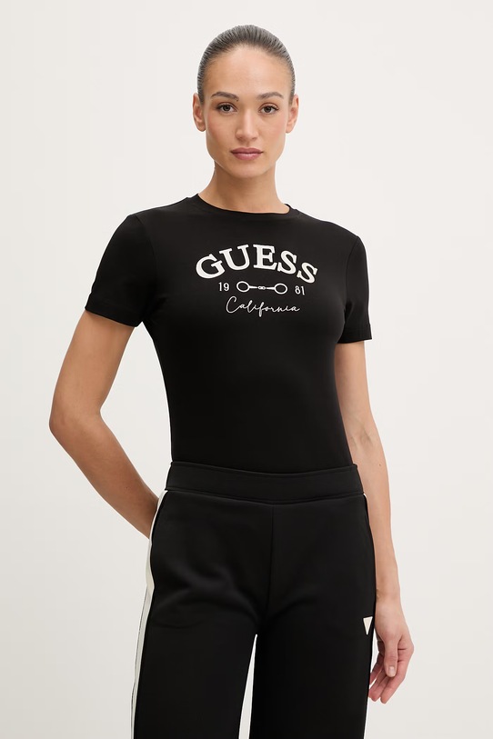 Guess t-shirt BEATRIZ z elastanem czarny V6RI02.J1314