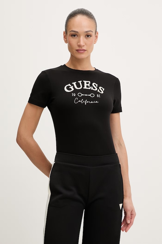 Guess t-shirt BEATRIZ z elastanem czarny V6RI02.J1314