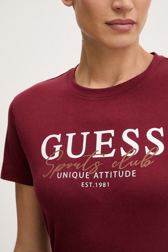 Guess t-shirt bawełniany ARTEMISIA V6RI05.I3Z14 bordowy