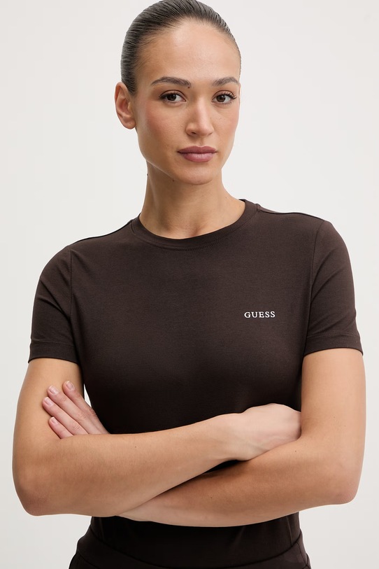 Guess t-shirt TRACEY brązowy V6RI07.J1314