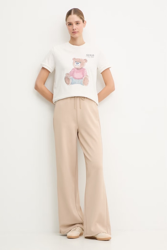 Guess t-shirt bawełniany CARLA V6RI08.K8FQ4 beżowy SS26
