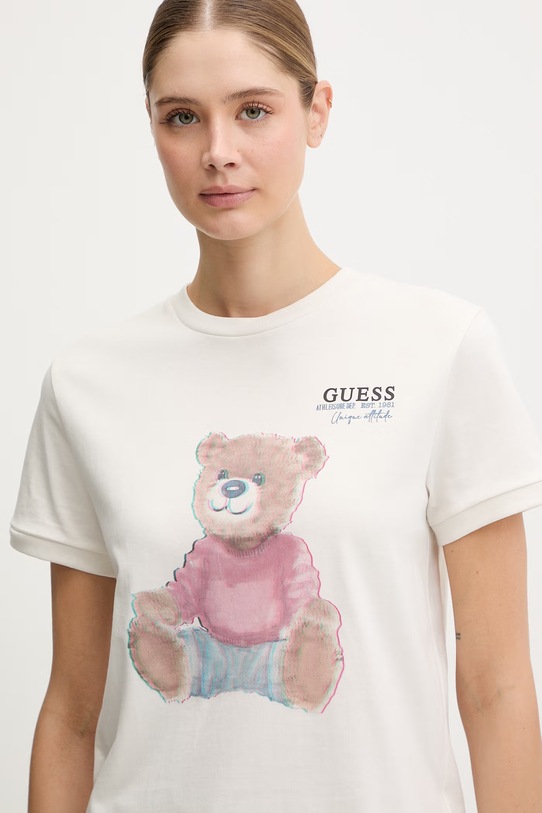 Guess t-shirt bawełniany CARLA beżowy V6RI08.K8FQ4