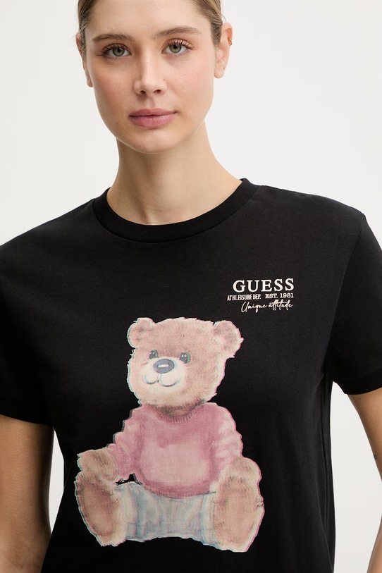 Guess t-shirt bawełniany CARLA czarny V6RI08.K8FQ4