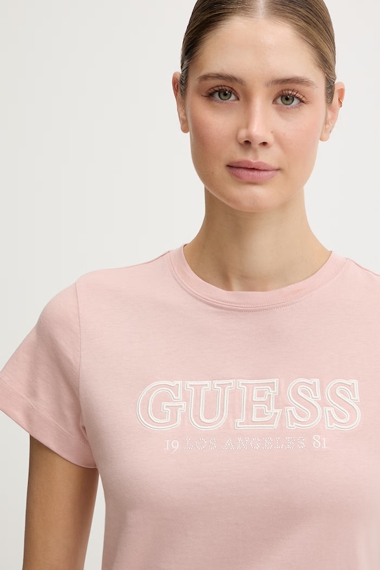 Guess t-shirt bawełniany KETTY różowy V6RI10.I3Z14