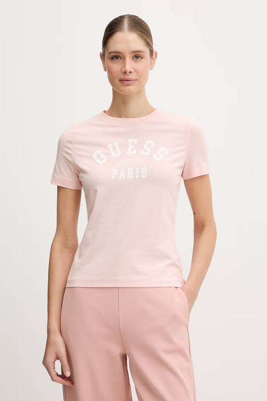 Guess t-shirt ANITA z elastanem różowy V6RI15.J1314