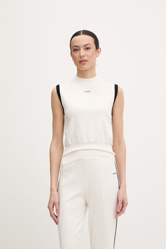 Guess top damski z wiskozą LAURENE beżowy V6RP07.Z4642