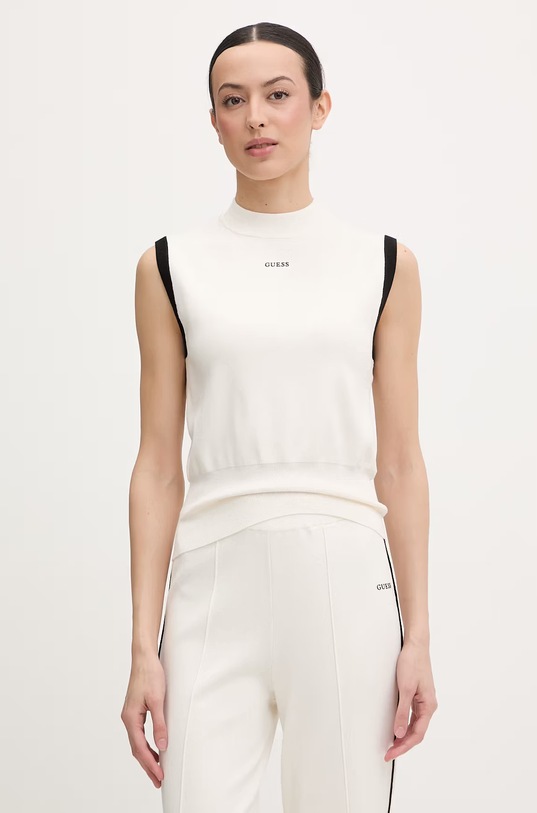 Guess top ženski z viskozo LAURENE bež V6RP07.Z4642