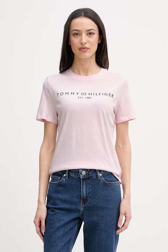 Tommy Hilfiger tričko dámske bavlnené ružová WW0WW40276.