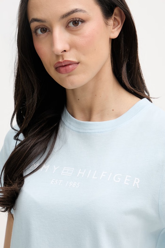 Tommy Hilfiger tričko dámske bavlnené modrá WW0WW40276.