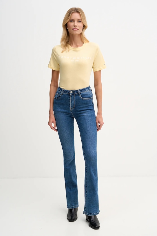 Tommy Hilfiger t-shirt bawełniany WW0WW40276. żółty SS26