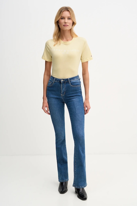 Хлопковая футболка Tommy Hilfiger WW0WW40276. жёлтый SS26