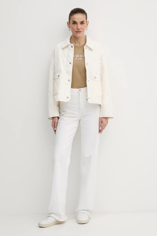 Tommy Hilfiger t-shirt bawełniany WW0WW40276. beżowy SS26