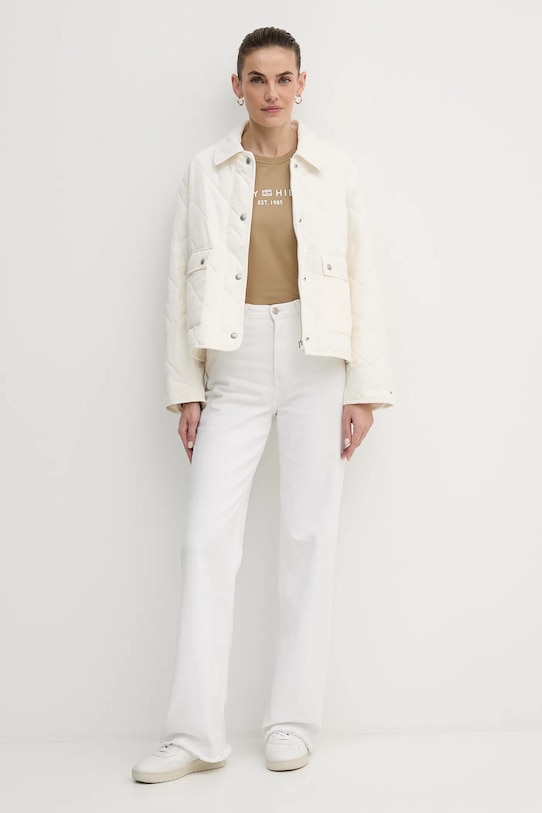 Tommy Hilfiger t-shirt bawełniany WW0WW40276. beżowy SS26