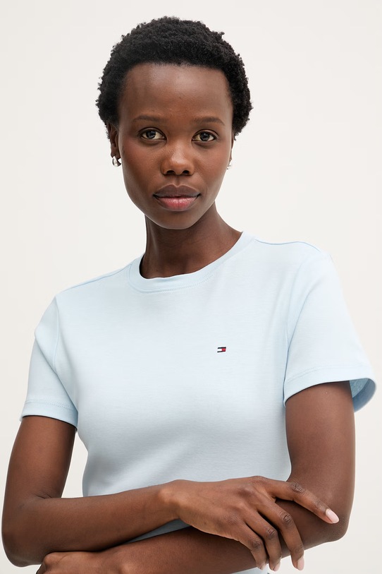 Tommy Hilfiger t-shirt damski bawełniany niebieski WW0WW40587.