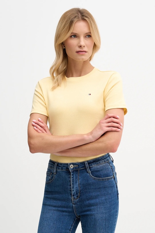 Tommy Hilfiger t-shirt bawełniany aplikacja żółty WW0WW40587.