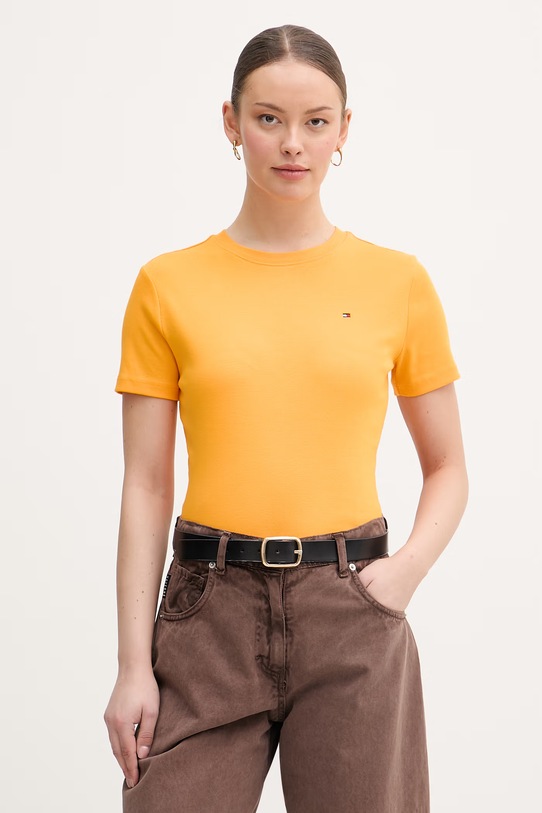Tommy Hilfiger t-shirt damski bawełniany pomarańczowy WW0WW40587.