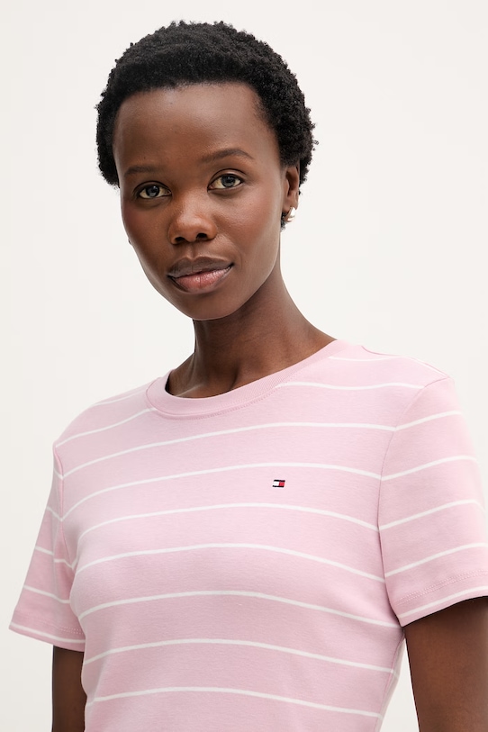 Tommy Hilfiger t-shirt damski bawełniany różowy WW0WW40587.