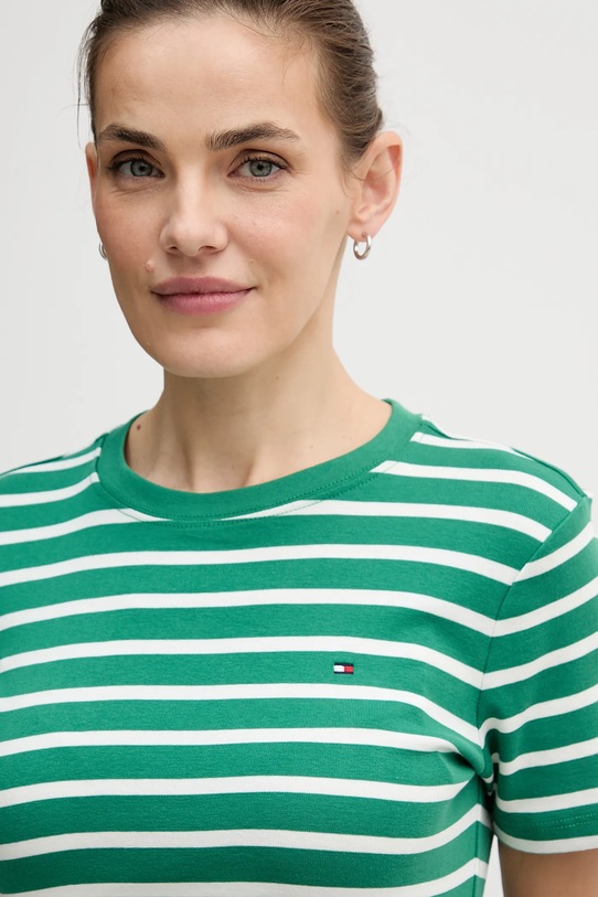Βαμβακερό μπλουζάκι Tommy Hilfiger πράσινο WW0WW40587.