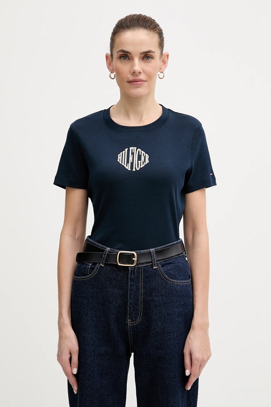 Tommy Hilfiger t-shirt bawełniany nadruk granatowy WW0WW47880