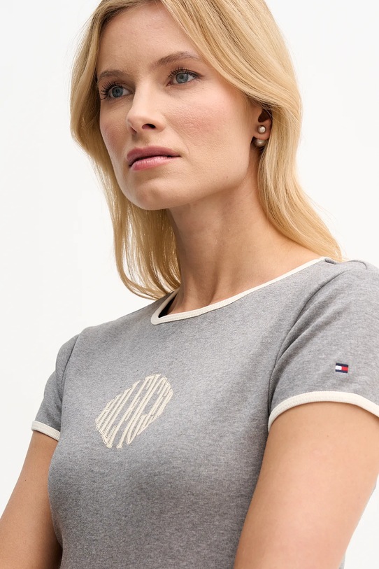 Βαμβακερό μπλουζάκι Tommy Hilfiger γκρί WW0WW47881