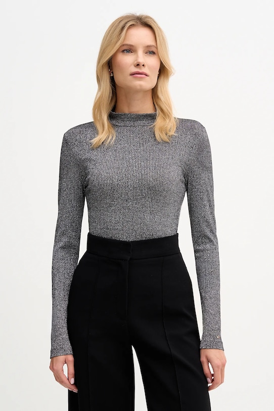 Tommy Hilfiger longsleeve z elastanem szary WW0WW49391