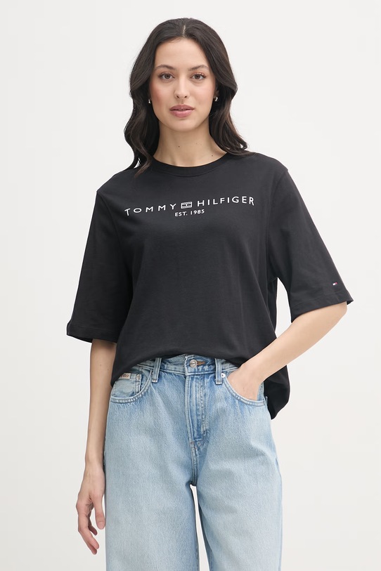 Tommy Hilfiger tričko dámske bavlnené čierna WW0WW47811