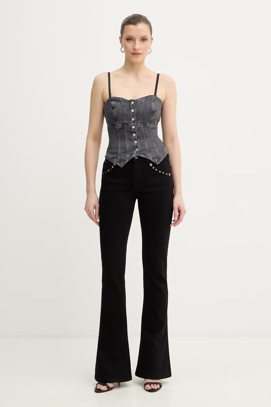 Guess top jeansowy CECILE W6RH80.D6921 szary SS26