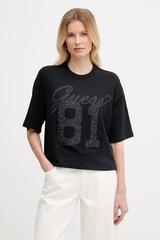 Guess oversize tričko dámske bavlnené čierna W6RI12.K9RM1