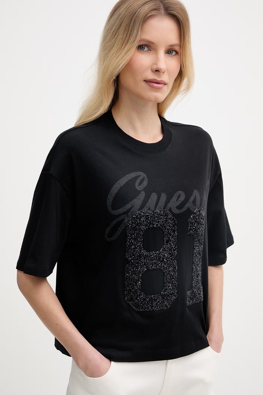 Guess oversize tričko dámske bavlnené čierna W6RI12.K9RM1