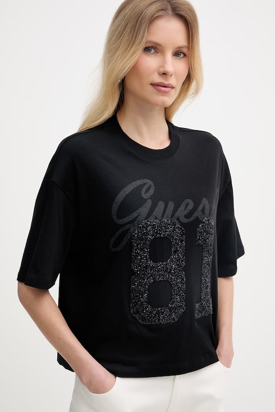 Guess oversize tričko dámske bavlnené čierna W6RI12.K9RM1