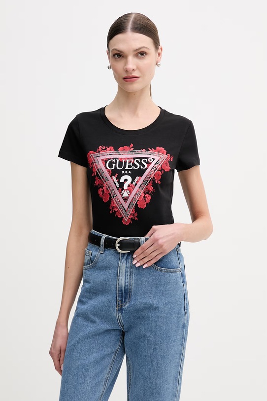 Guess t-shirt z elastanem czarny W6RI23.J1314