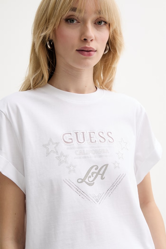 Guess t-shirt bawełniany biały W6RI30.I3Z14