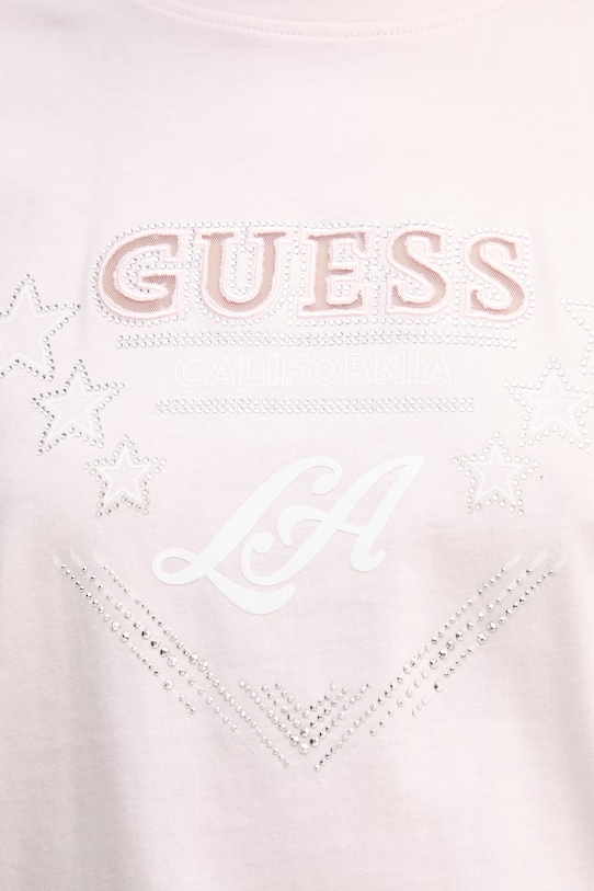 Guess t-shirt bawełniany W6RI30.I3Z14 różowy