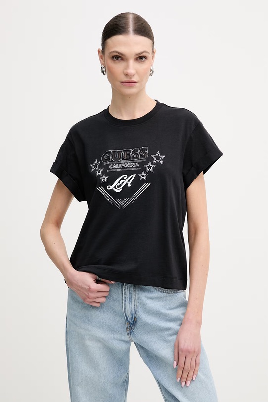 Guess t-shirt bawełniany regular czarny W6RI30.I3Z14