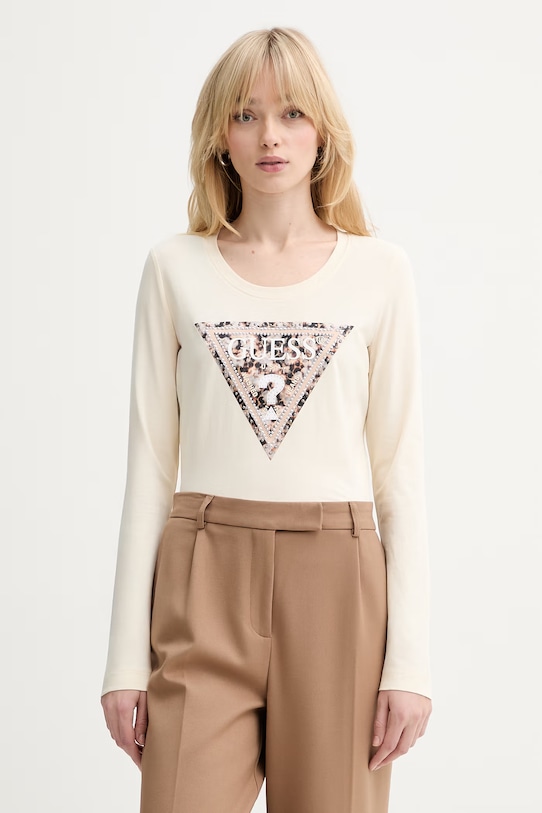 Guess longsleeve LEO z elastanem beżowy W6RI33.J1314
