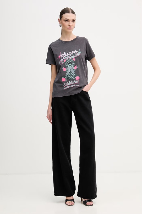 Guess t-shirt bawełniany W6RI38.I3Z14 szary SS26