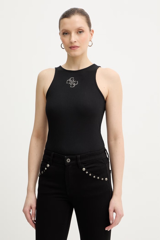 Guess top GUENDALINA z elastanem czarny W6RP39.KD092