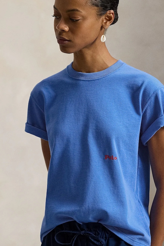 Bavlnené tričko Polo Ralph Lauren modrá 211A96263