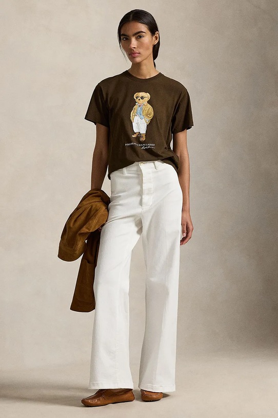 Odzież Polo Ralph Lauren t-shirt bawełniany 211A96599 brązowy