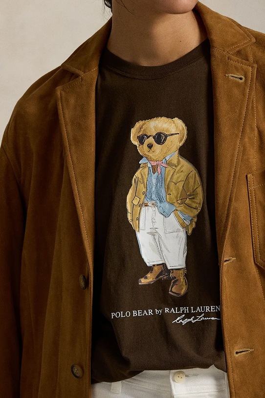 Polo Ralph Lauren t-shirt bawełniany brązowy 211A96599