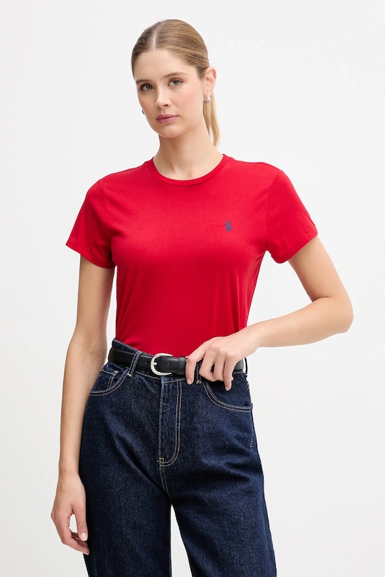 Bombažna kratka majica Polo Ralph Lauren Našitek rdeča 211B14605