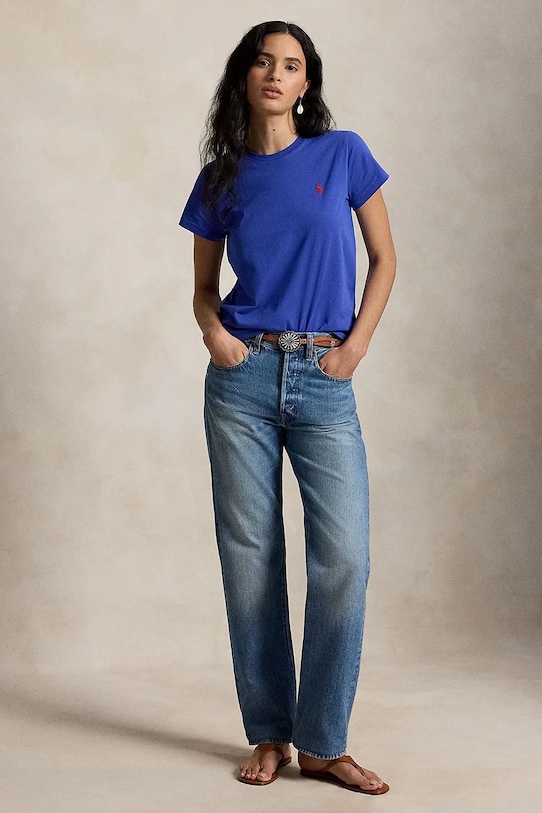 Odzież Polo Ralph Lauren t-shirt bawełniany damski 211B14605 niebieski