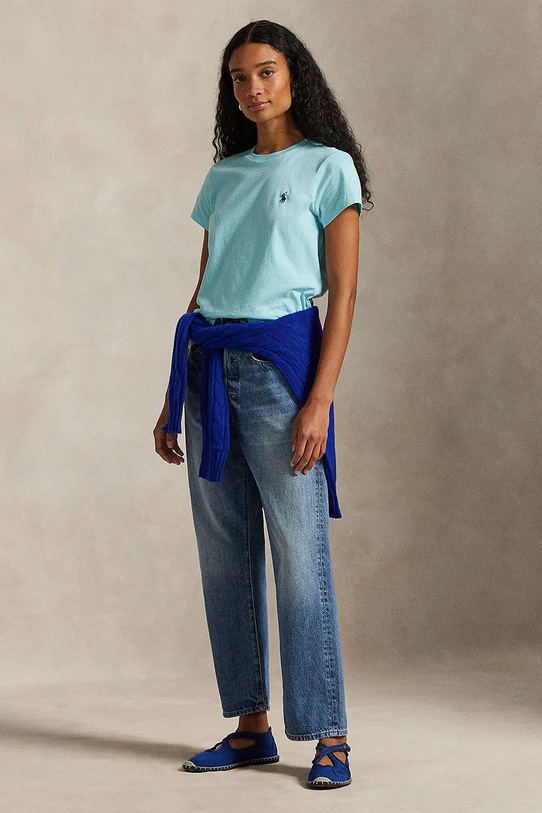 Odzież Polo Ralph Lauren t-shirt bawełniany 211B14605 turkusowy