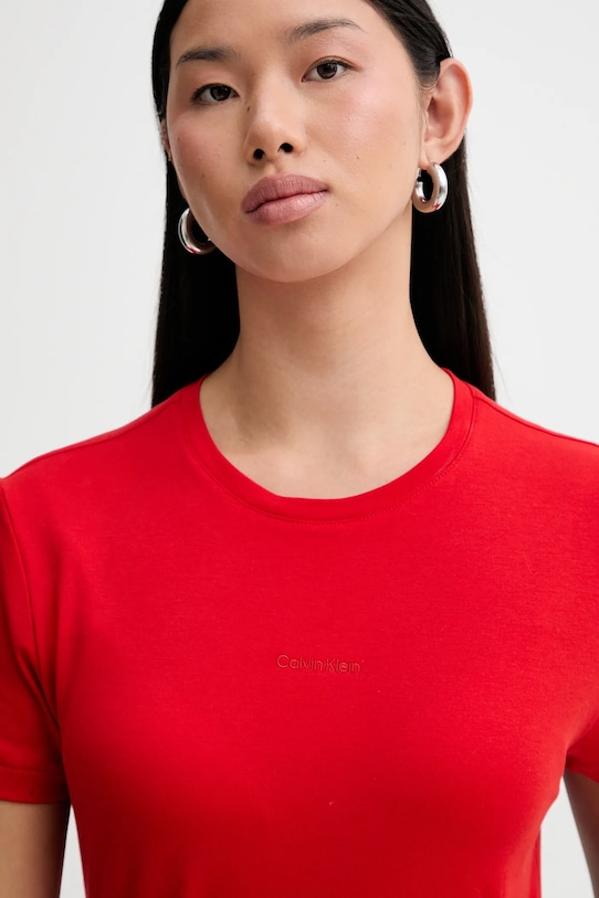 Bombažna kratka majica Calvin Klein rdeča LV044E205G