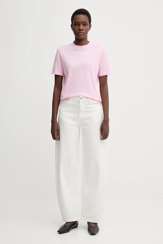 Calvin Klein t-shirt bawełniany LV147C857G różowy SS26